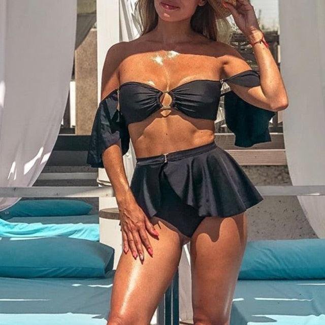 elegant-black-high-waist-bikinis-set-off-shoulder-ruffled-summer-spring-swimwear-female-push-up-bathing-suit-women-ring-swimsuit-bikini-bathing-suits-with-beach-skirt-allurelation-2-piece-bathing-suit